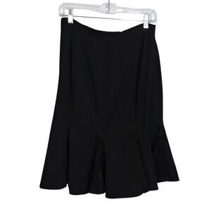 Anya A line Elegant Black Wool Pleated Applique Women's Skirt Size 10